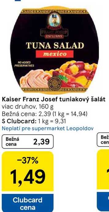 Kaiser Franz Josef tuniakový šalát, 160 g 