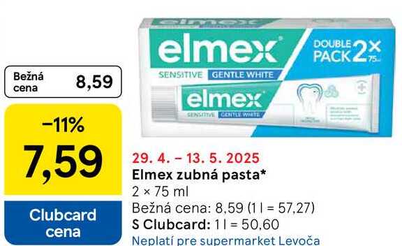 Elmex zubná pasta, 2x 75 ml 