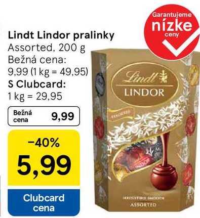Lindt Lindor pralinky, 200 g 