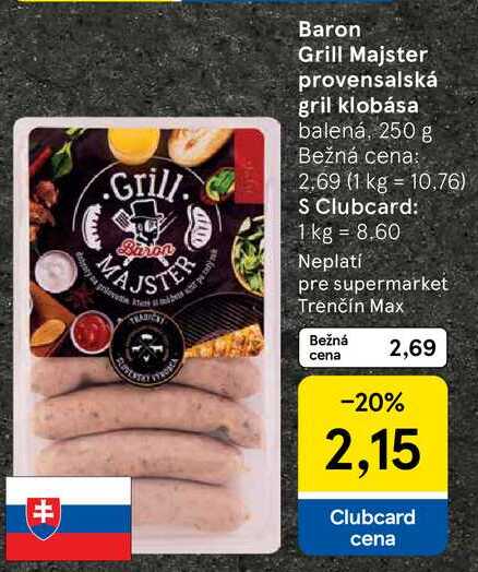 Baron Grill Majster provensalská gril klobása, 250 g 