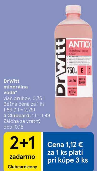 DrWitt minerálna voda, 0,75 l