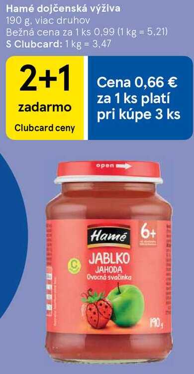 Hamé dojčenská výživa, 190 g
