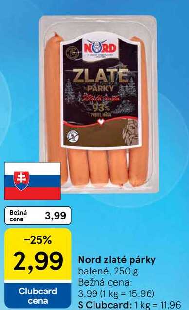 Nord zlaté párky, 250 g