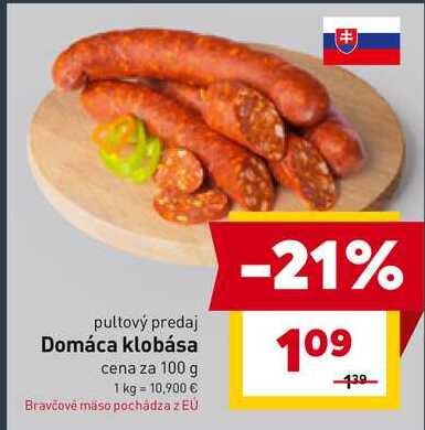 Domáca klobása cena za 100 g