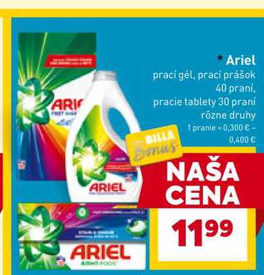 Ariel prací gél, prací prášok 40 praní