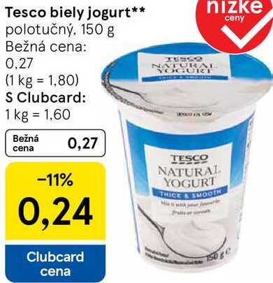 Tesco biely jogurt, 150 g