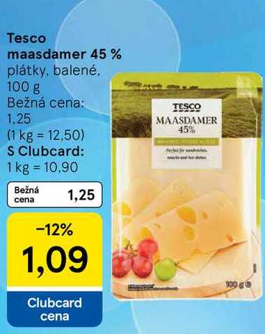 Tesco maasdamer 45 %, 100 g