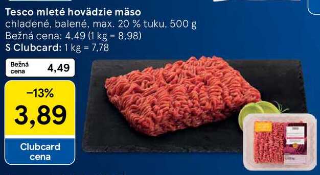 Tesco mleté hovädzie mäso, 500 g 