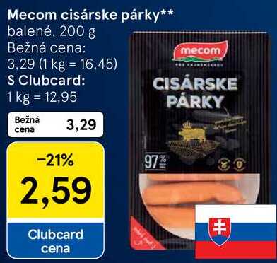 Mecom cisárske párky, 200 g