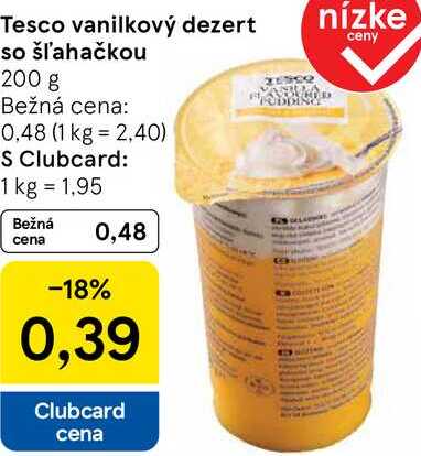 Tesco vanilkový dezert so šľahačkou, 200 g 