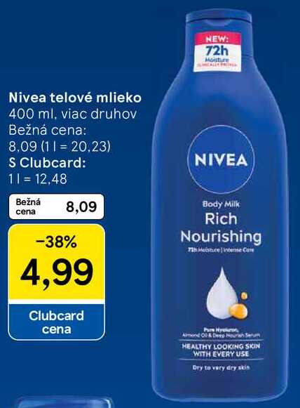 Nivea telové mlieko, 400 ml