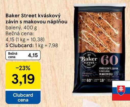 Baker Street kváskový závin s makovou náplňou, 400 g 