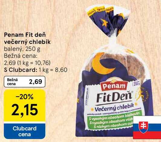 Penam Fit deň večerný chlebík, 250 g 