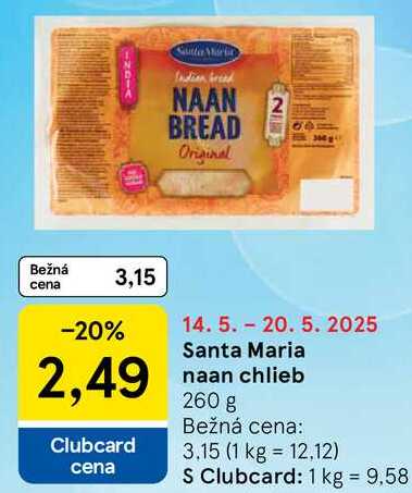 Santa Maria naan chlieb, 260 g