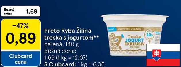Preto Ryba Žilina treska s jogurtom, 140 g