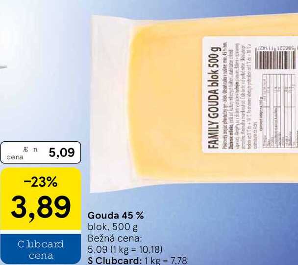 Gouda 45%, 500 g