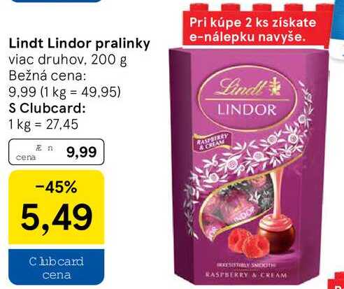 Lindt Lindor pralinky, 200 g