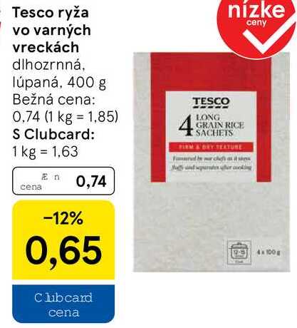 Tesco ryža vo varných vreckách, 400 g