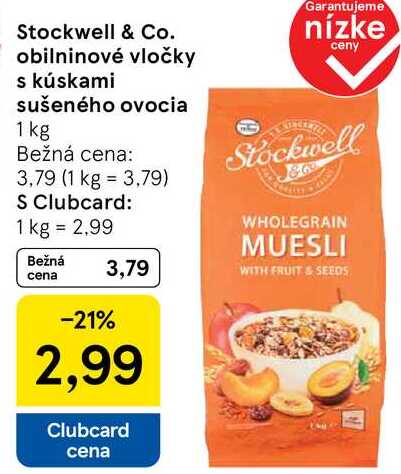 Stockwell & Co. obilninové vločky s kúskami sušeného ovocia, 1 kg 