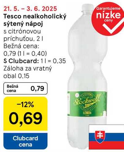 Tesco nealkoholický sýtený nápoj, 2 l