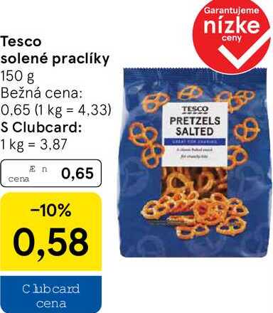 Tesco solené praclíky, 150 g