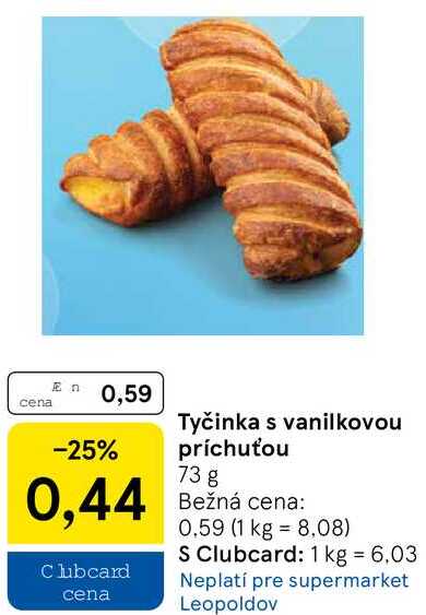Tyčinka s vanilkovou príchuťou, 73 g
