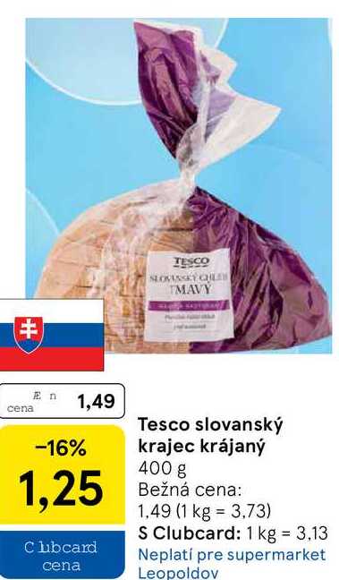 Tesco slovanský krajec krájaný, 400 g 
