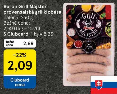 Baron Grill Majster provensalská gril klobása, 250 g 
