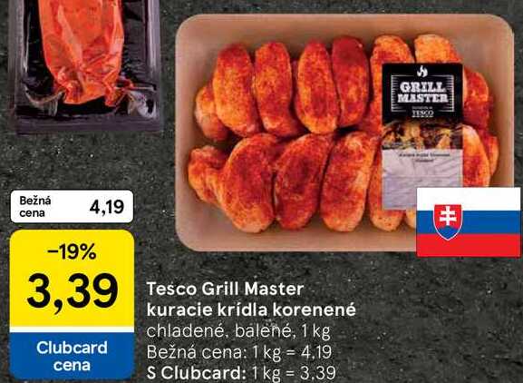Tesco Grill Master kuracie krídla korenené, 1 kg
