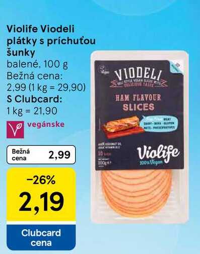 Violife Viodeli plátky s príchuťou šunky, 100 g