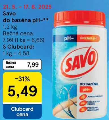 Savo do bazéna pH-, 1,2 kg 