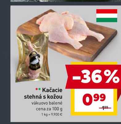 Kačacie stehná s kožou vákuovo balené cena za 100 g