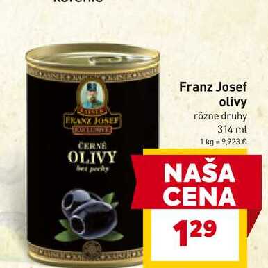 Franz Josef olivy rôzne druhy 314 ml 