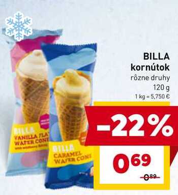 BILLA kornútok rôzne druhy 120 g 