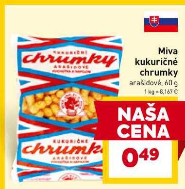 Miva kukuričné chrumky arašidové, 60 g