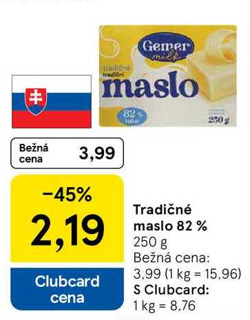 Tradičné maslo 82%, 250 g  