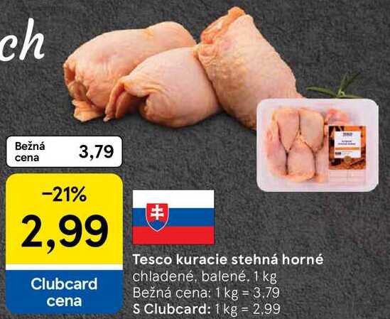 Tesco kuracie stehná horné, 1 kg