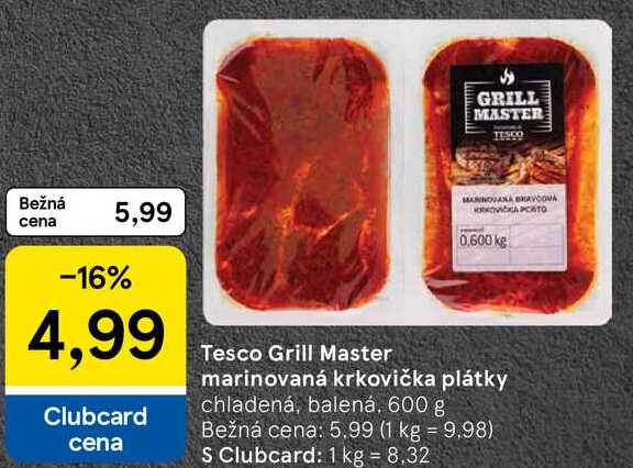 Tesco Grill Master marinovaná krkovička plátky, 600 g