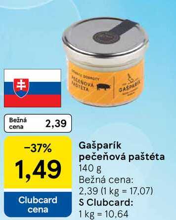 Gašparík pečeňová paštéta, 140 g