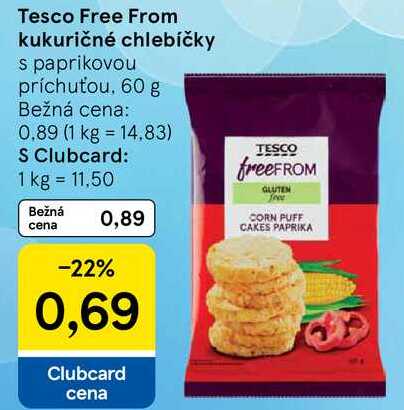 Tesco Free From kukuričné chlebíčky, 60 g