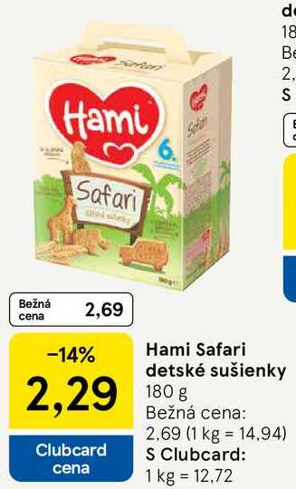 Hami Safari detské sušienky, 180 g