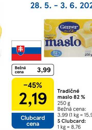 Tradičné maslo 82%, 250 g 