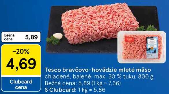 Tesco bravčovo-hovädzie mleté mäso, 800 g