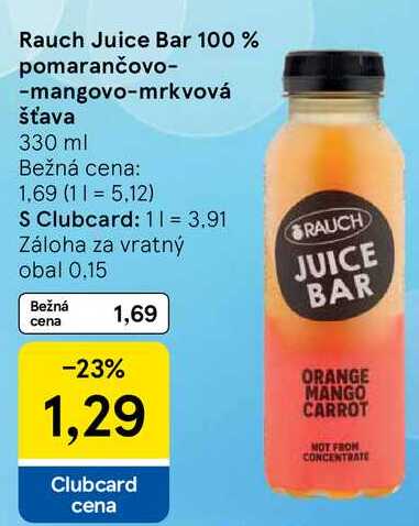 Rauch Juice Bar 100 % pomarančovo-mangovo-mrkvová šťava, 330 ml 
