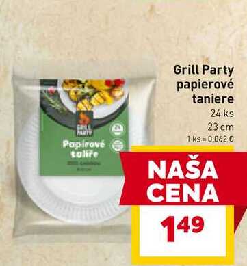 Grill Party papierové taniere 24 ks 23 cm 