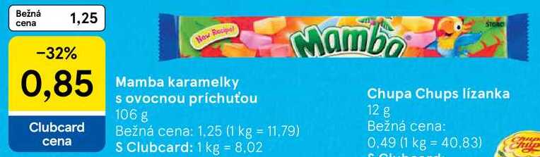 Mamba karamelky s ovocnou príchuťou, 106 g 