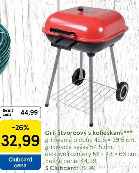 Gril štvorcový s kolieskami