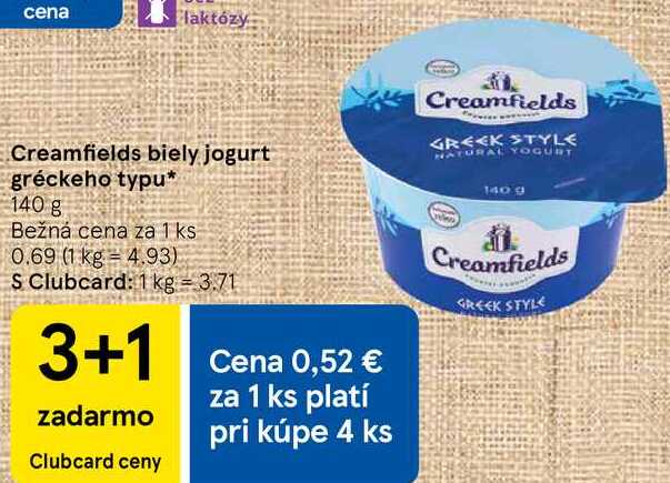 Creamfields biely jogurt gréckeho typu, 140 g