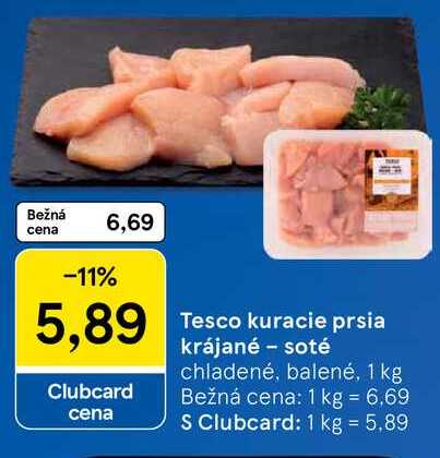 Tesco kuracie prsia krájané - soté, 1 kg 