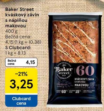 Baker Street kváskový závin s náplňou makovou, 400 g 